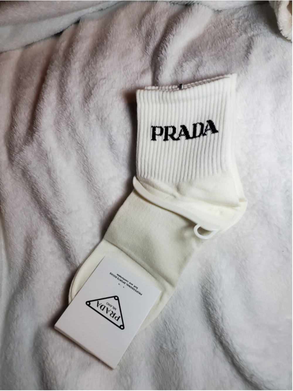 Pristine thick White and Black crew socks size 7-9